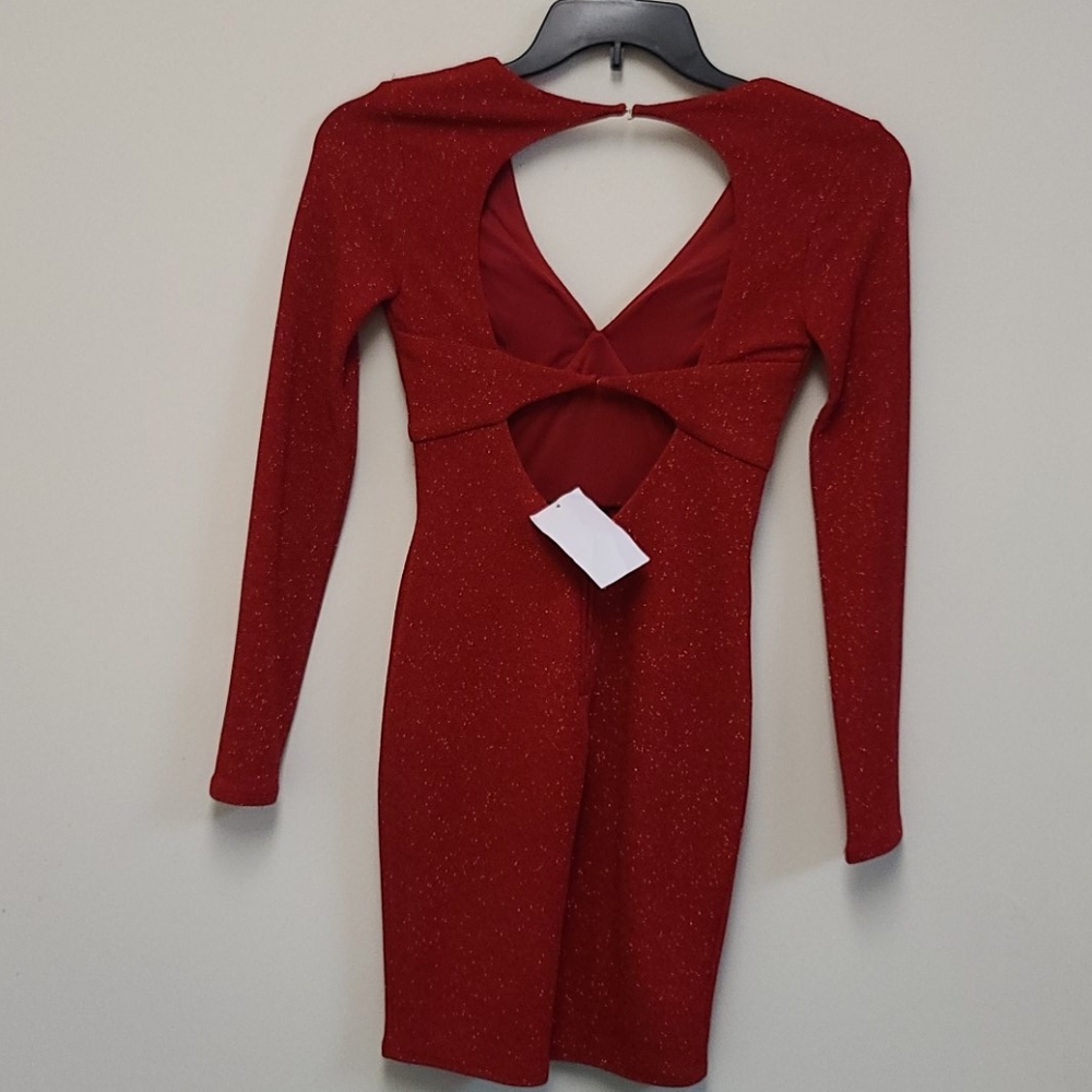 City studio red long sleeve  dress